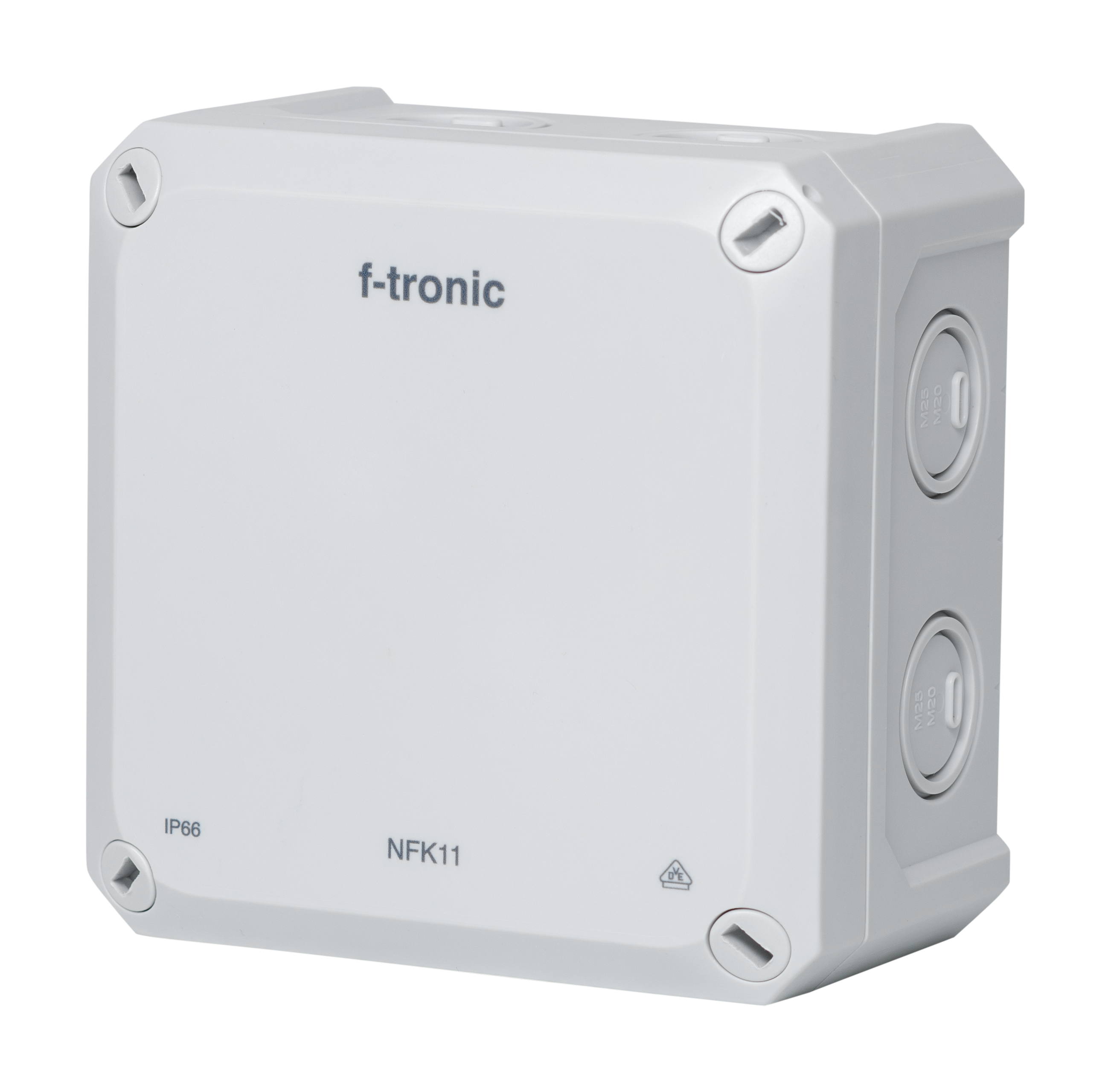 F-Tronic FR-Abzweigkasten 110x110x67mm, Ausbrechöffnungen IP66, PS, grau, NFK11gr F-Tronic FR-Abzweigkasten 110x110x67mm, Ausbrechöffnungen IP66, PS, grau, NFK11gr